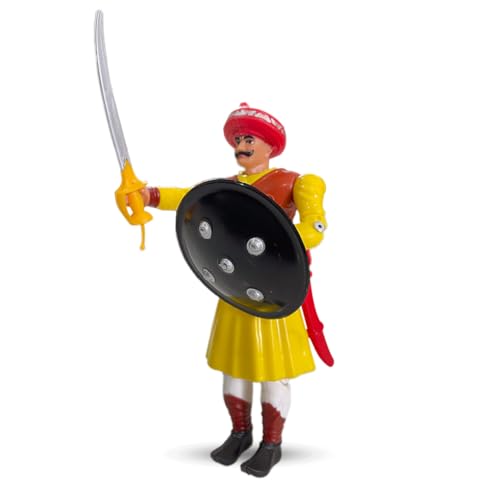 Image of Swarajyache Shiledar - The True Super Hero - 6 Inch Tall Action Figure with Accessories (Pant Pratinidhi, Yellow)