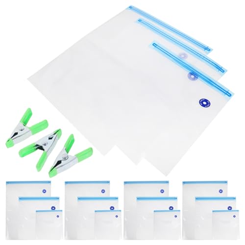 SOLUSTRE 1Set Reusable Vacuum Sealer Bags for Food Storage with Clips for Meat Fruits and Vegetables for Sous Vide Cooking and Food Preservation