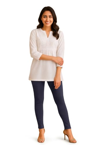 Image of Amazon Brand - Anarva Women's Super Cotton Combed Slim Fit Elastane Stretch Comfort Ankle Length Leggings with Ultrasoft Waistband