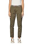 Baumwoll-Chino mit Organic Cotton mit schmalem Beinverlauf und Gürtel