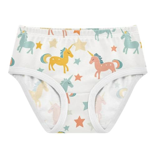 ZZKKO Cartoon Unicorn Star Girls Underwear Toddler Panties for Girls Comfort Brief Size 2T-8Y - Main Image