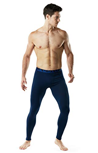 Calça masculina de compressão térmica TSLA, legging esportiva e meia-calça de corrida, roupa de baix