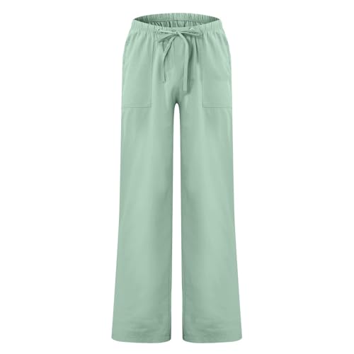 Cotton Linen Pants Men Plus Size Summer Beach Linen Pants Drawstring Elastic Waist Comfy Palazzo Pants with Pockets3