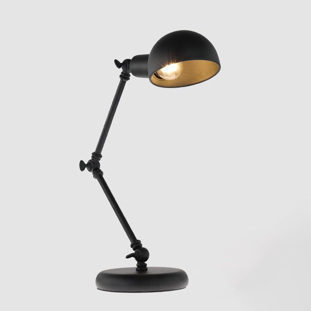 Lampada da Architetto a Collo di Cigno Regolabile Nera da Lettura retrò, luci da scrivania con Braccio oscillante Lampade da Comodino per comodini per Camera da Letto, tavolino, Sala Studio, Ufficio