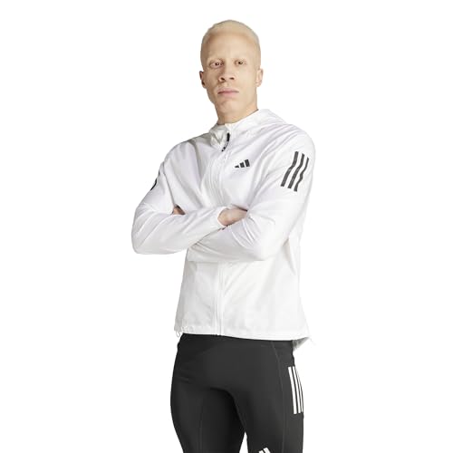 adidas Men's Own The Run Jacket, White/Black, Large