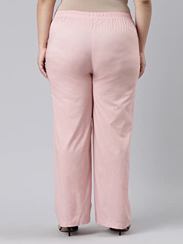 Image of GO COLORS Women Blue Stripe Cotton Wide Pants
