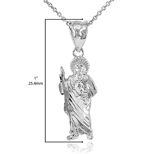 .925 Sterling Silver 1" Christian Saint Jude Thaddeus Patron Saint of Lost Causes Pendant Necklace - Choose Necklace Chain Length - Image 4