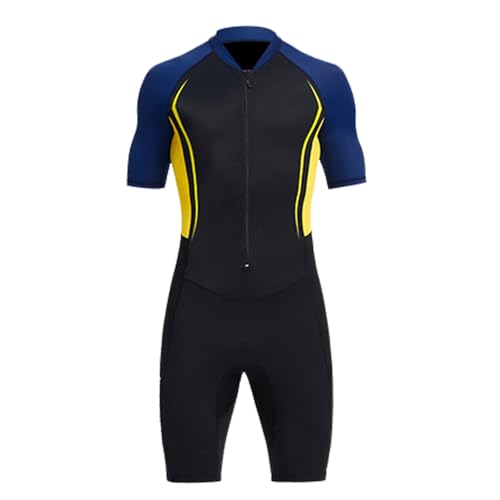 VLOBAOM Wetsuit Shorty for Men Women Dive Skin Front Zip Short Sleeve 1.5mm Neoprene ＆ Quick-Drying Fabric,2XL,Men Black