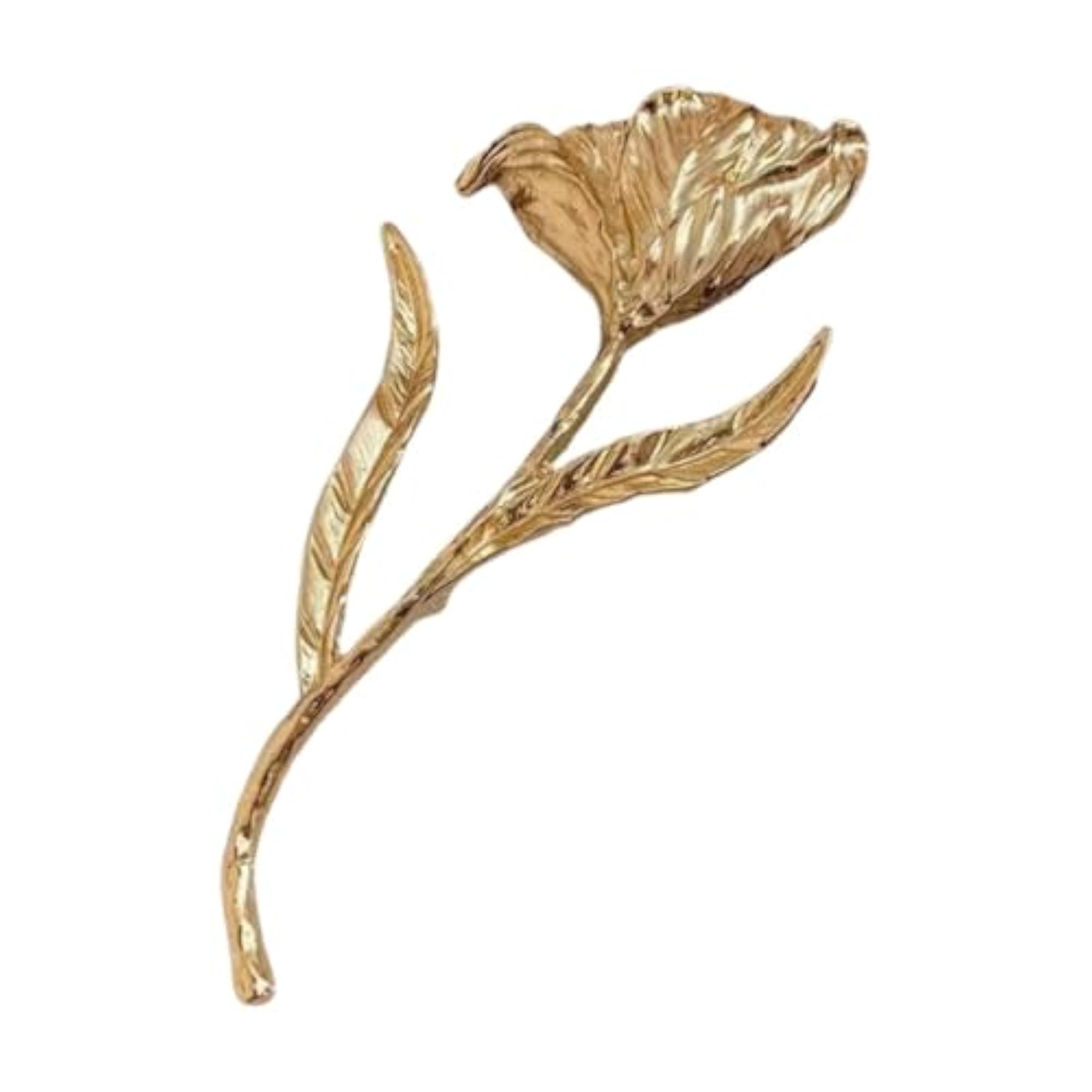 Over Size Metal Floral Leaf Brooch, Golden Elegance