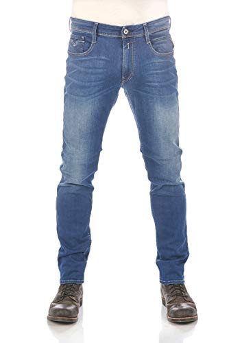 Replay Anbass Powerstretch Denim Vaqueros Slim, Hombre, Azul (0072 Dark Blue), 30W / 32L