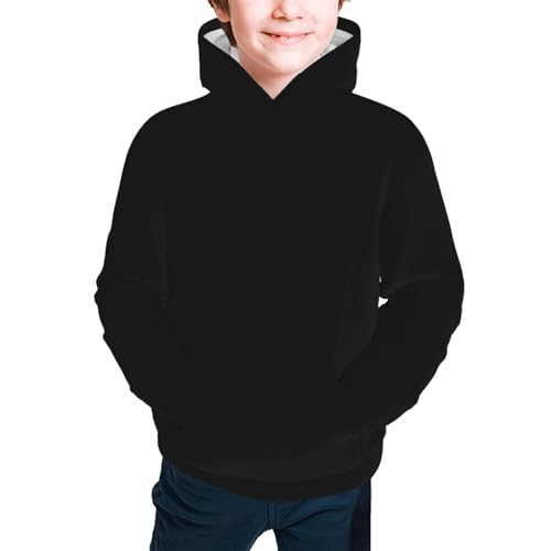 Black Kid Hoodies Boys Sweatshirts Girls Pullover with Pocket3