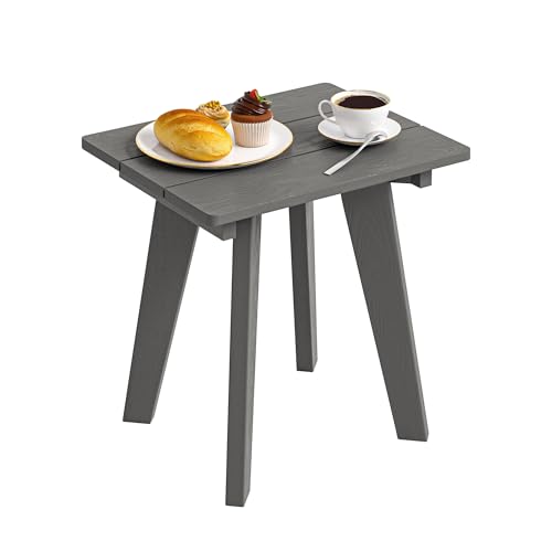 Homejoy HDPE Outdoor Side Table,Small Outdoor Table for Patio, Dark Gray