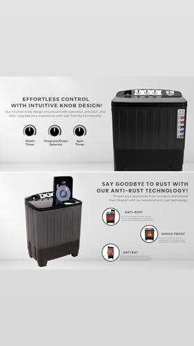 Image of 7.5 kg Semi-Automatic Top Load Washing Machine | ABS Plastic Body | 2 Wash Programs | Magic Filter | Air Dryer