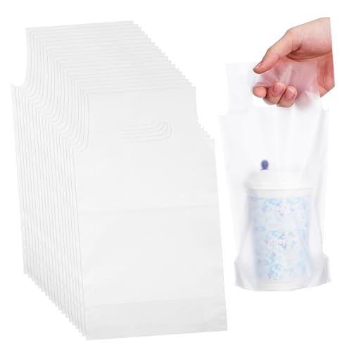 ROMISBABA 500Pcs Cup with Handle for Takeout Drinks Sturdy and Transparent Packing Bags for Coffee Shops and Catering Convenient Beverage Transport