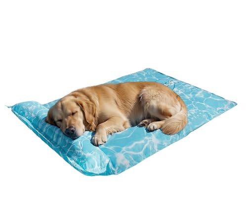 Pawtasy Tapis Rafraîchissant pour Grand Chien avec Coussin, Gel Auto-Rafraîchissant, Tapis Fraîcheur Résistant & Étanche, XL 100 x 60 cm