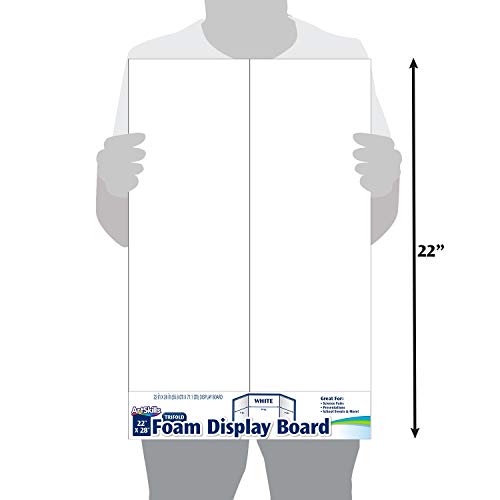 Artskills Tri-Fold, 28" X 22" Trifold Foam Display Board, White, 28" W X 22" H, 5 Pack #TOP4