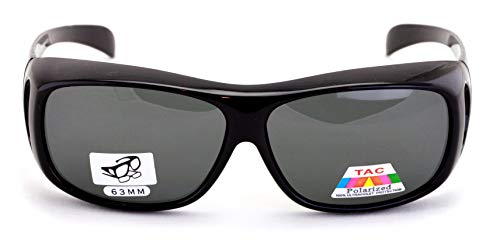 V.W.E. Polarized Fit Over Glasses Sunglasses 63mm Rectangular Frame Black Brown3