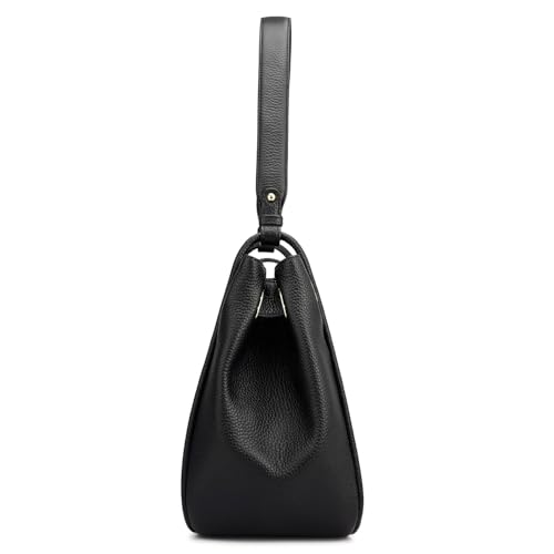 Image of Da Milano Medium Leather Hobo - Black