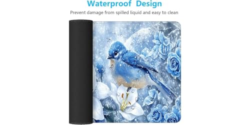 Grand tapis de bureau oiseau et fleur pour organiser un setup PC esthétique - 7