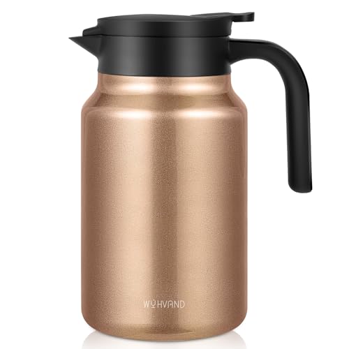 Image of Insulated Coffee Carafe, 51 oz, Keeps Hot for 12H, Copper | Thermal Carafe, One-Hand Pour, Leakproof Lid, Anti-Slip Base for Personal Use