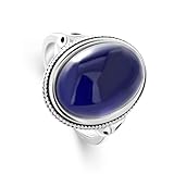 Sumeror Oval Mood Ring for Women - Vintage 925 Sterling Silver Rings with Large 18mm Temperature Sensitive Stone, Color Changing Emotional Healing Jewelry, Sentimental Gift for He