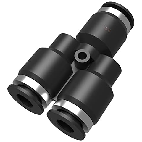 Utah Pneumatic Plastic Push to Connect Fittings Tube 10 Pack 1/4" Od y spliter Push Fit Fittings Tube Fittings Push Lock Hose Union 2 Way Divider(1/4" y spliter) Cover