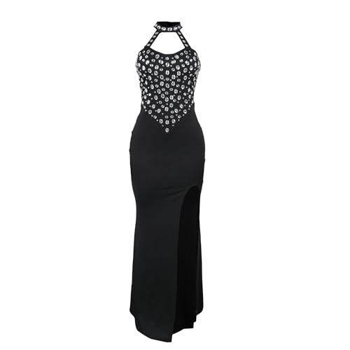 Image of PORRCEY Women's Sexy Rhinestone Mesh See Through Party Night Prom Dress