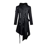 BIUTEY Mens Medieval Renaissance Punk Sleeveless Jacket Long Retro Gothic Dark Hoodie Zipper Coat(5XL,Black-A)