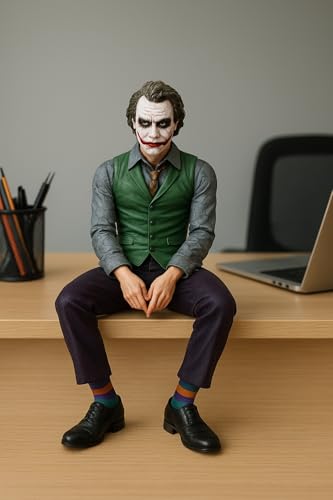 Image of 16cm Clown-Themed Villain Action Figure - Sitting Pose Figurine with Removable Mask, Multicolor Desk & Car Decoration - Collectible Model Toy (1 Piece)