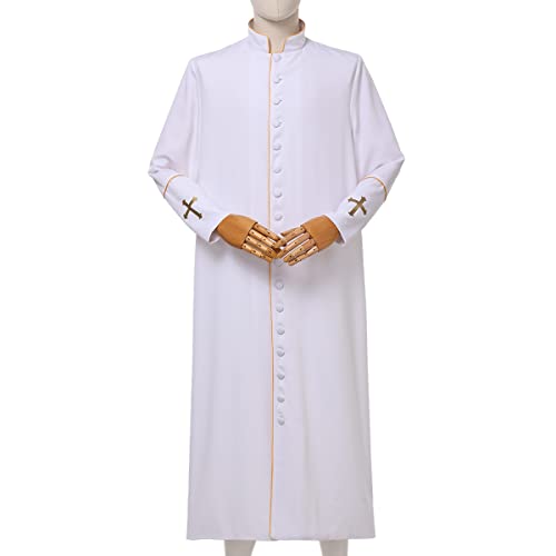 Image of CAMDOM Men's Clergy Cassock Church Minister Robe Vestment for Pastor