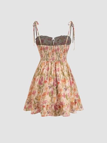 Image of CIDER Floral Dress for Women Summer Mini Sundresses Spaghetti Strap Cute Vacation Dresses Boho Casual Outfits