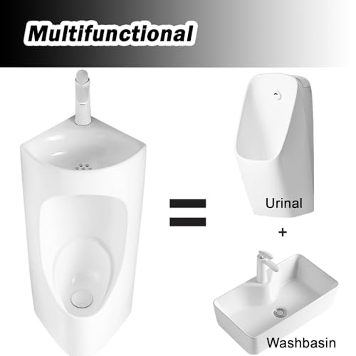 Urinoir pour homme en céramique d'angle Style B avec lavabo intégré - 7