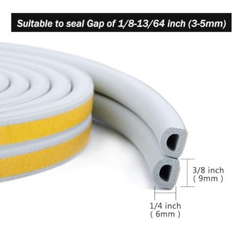 Image of FRONTED Door Weather Strip Draught Excluder for Doors Self Adhesive Foam Draft Excluder for Windows Door Insulation Strip Weather Stripping Door Seal Strip, Epdm, Foam, Rubber (Gray)