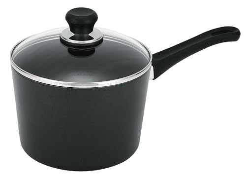 Scanpan Classic 3 Qt Nonstick Covered Saucepan – Metal Utensil Safe, Dishwasher & Oven Safe to 500°F, Works on Gas & Electric Stovetops, Black