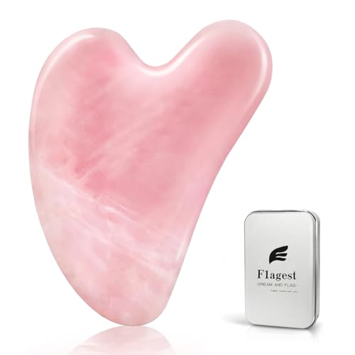 Flagest Gua Sha   Piedra Gua Sha   Cuarzo Rosa   Tratamiento Piedra en Forma de Corazón   Herramienta de Masaje Antiarrugas Para el Rostro   para el Masaje Facial