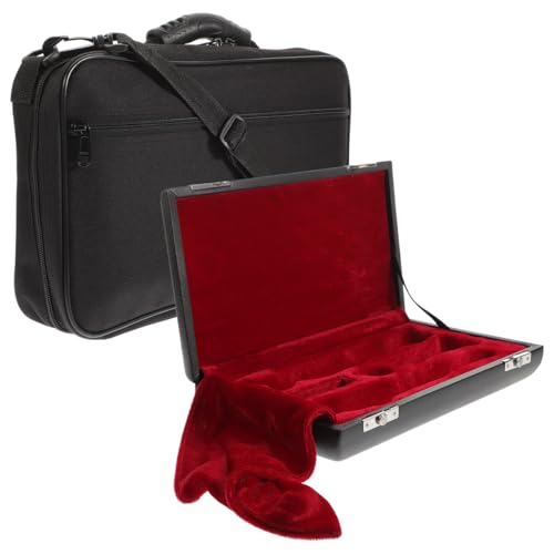 Étui pour hautbois anti-choc en cuir PU noir, boîte rigide de rangement et housse en toile
