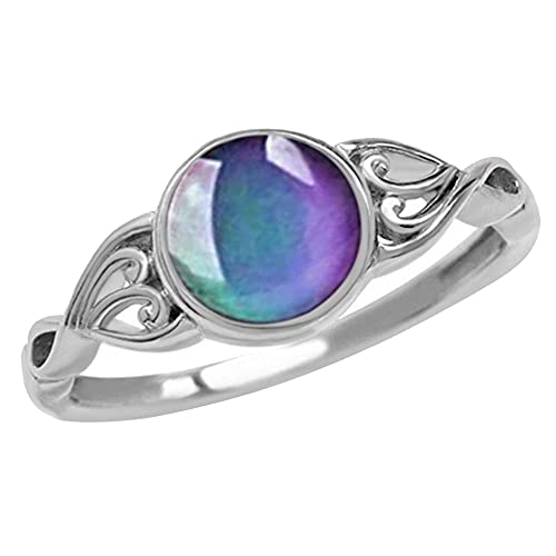 Bomoya Bague créative en forme de cœur qui change de couleur à la température pour femme, bague magique changeant de couleur, indicateur d'humeur en forme de cœur