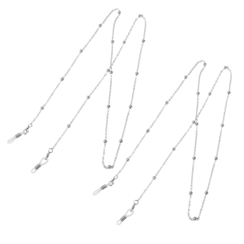 WOFASHPURET 2pcs String Glasses Holder Strap Eyewear Retainer Gold Glasses Rope Eyeglass Strap Eyewear Safety Strap Fixed Belt Glasses Sunglasses Holder Glasses Cord Wire Clamp Silver