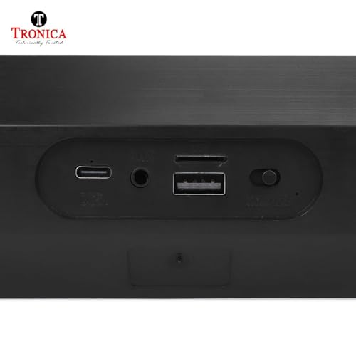 Image of TRONICA OctaneBar 10W Portable Bluetooth Soundbar Speaker, Rechargeable, 8H Battery Backup, Signature Sound, USB /SD Card /Aux /FM Radio, Type C Fast Charging, for TV /Mobile /PC (Black)