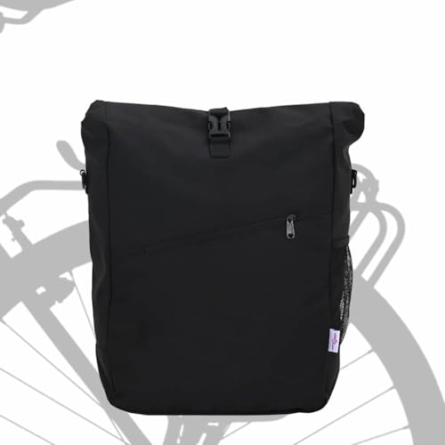 Sacoche de vélo noire robuste et imperméable grand format 33x16x60 cm pour trajets