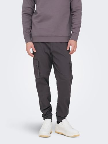 Only & Sons Pantaloni Cargo Male Onscam Ringiovaniti Pantaloni Cargo, Gessato Grigio, 36W X 34L - 2