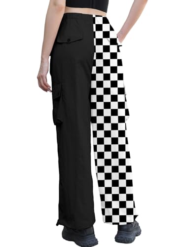Image of Cromoncent Cargo Pants Girls & Women Parachute Pants Y2K Baggy Rave Clothes Waterproof with Pockets, 6 Years - 3XL