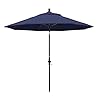 California umbrella 9 round aluminum pole fiberglass rib market umbrella crank lift collar tilt black pole navy blue olefin  urban country home decor