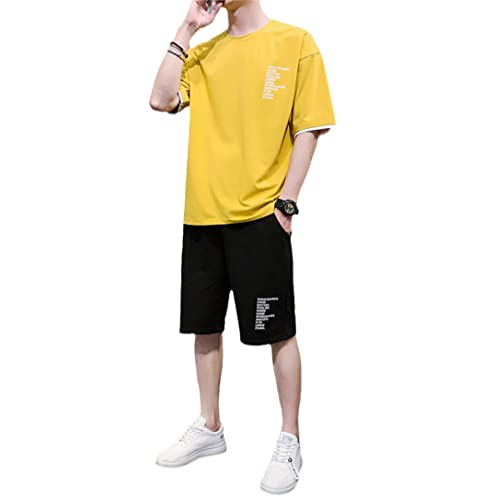 Short et t-shirt de course jaune L vêtement décontracté homme pour courir au frais