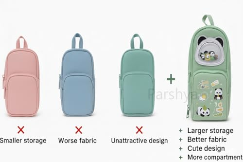 Image of Parshya Cute Pencil Pouch for Kids | 3 Large Compartments | Water-Resistant, Lightweight, Durable Fabric | School Stationery Organizer for Boys & Girls | Multi Storage Case