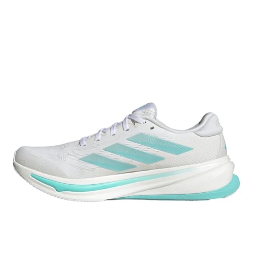 Image of Adidas, Mens, Supernova Rise 2 Running Shoes, White /Zero Metallic /Flash Aqua, 8.5, D - Medium