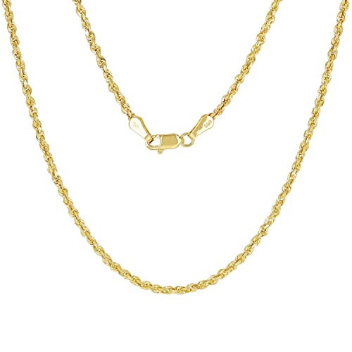 Solid 14k Gold Rope Chain - Thin Rope Link Chain Necklace - Mens and Womens Jewelry Made with Hypoallergenic Yellow 14 Karat Gold