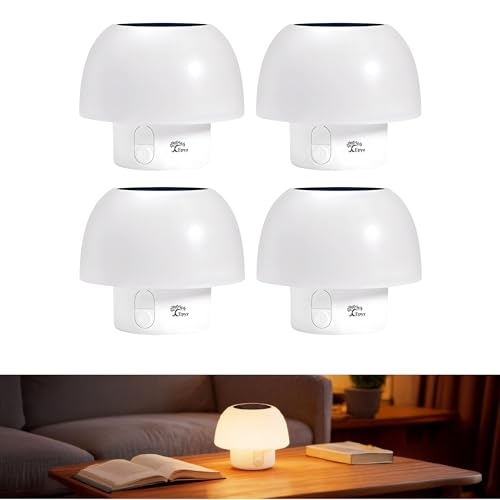 Image of Epyz Solar Table Lamp Rechargeable Outdoor Solar Lamps for Patio Waterproof, Dimmable Warm White and RGB LED Patio Lamp for Outside Terrace (Pack of 4)