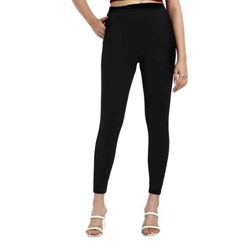 Image of ONE SKY Women Ankle Length Leggings | Premium Cotton Modal Spandex Blend | High Waist Stretchable & Bio-Washed Fabric | Colour-Lock | Ethnic Leggings for Women