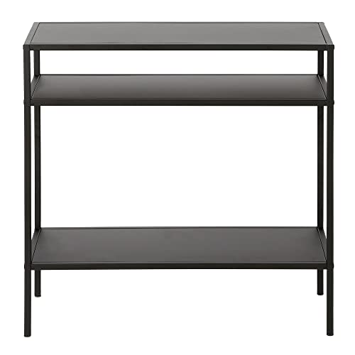 Henn&Hart 24" Wide Rectangular Side Table in Blackened Bronze, Table for Living Room, Bedroom